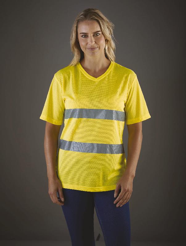 T-shirt col V haute visibilité - Top Cool - Séchage rapide - Réf : YHVJ910 - Norme EN ISO20471:2013_0