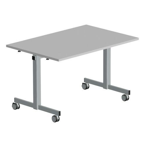 TABLE MOBILE À PLATEAU RECTANGULAIRE PLIANT - GRIS CLAIR