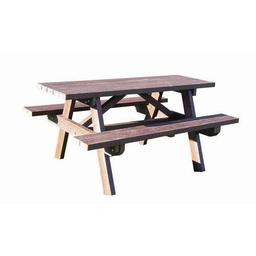 TABLE PIQUE NIQUE PLASTIQUE MARRON PLATEAU 5 LAMES 130 KG