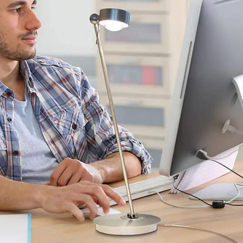 TOP LIGHT LAMPE À POSER LED PUK TABLE SINGLE NICKEL MAT
