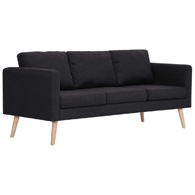 VidaXL Canapé à 3 places Tissu Noir Modèle Xéline - 281360_0