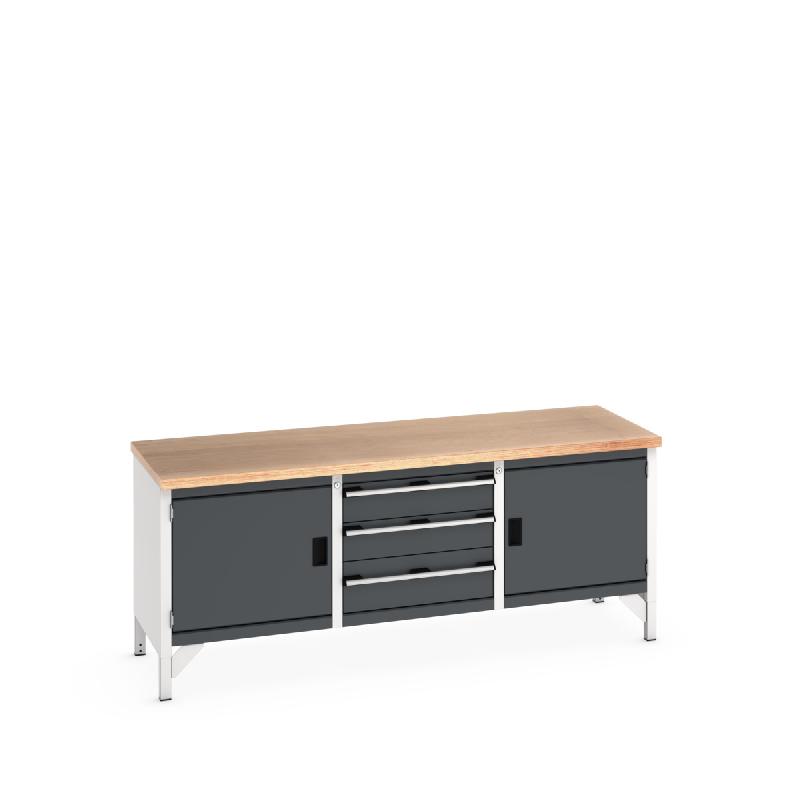 41002055 - Établi monobloc KW Cubio 2078-1.3 Mpx avec rangement intégré et plateau en bois multiplis_0