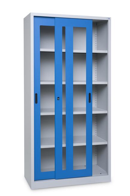 Armoire d'atelier - Portes coulissantes transparentes - Charge admissible 150 kg par tablette_0
