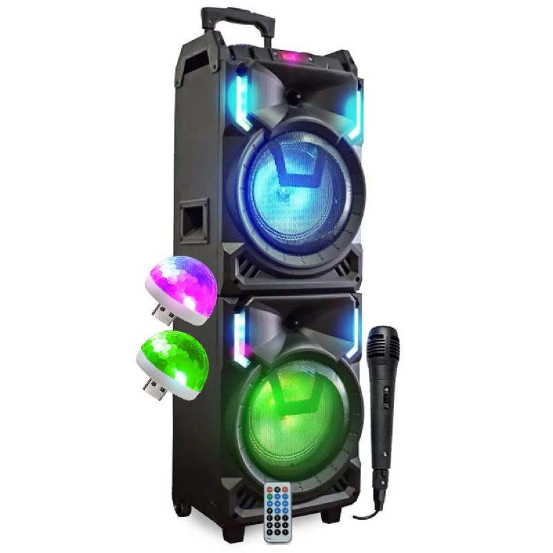 BM Sonic MEGA Enceinte 800W SONO DJ AUTONOME XXL USB Bluetooth, Effets LED, Microphone KARAOKE DJ, avec Trolley, 2 Boules Lumière Disco - 36666380345_0