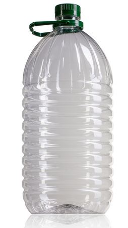 Bouteille en plastique PET 5000 ml avec poignée verte - Bouche 42/34 - Forme cylindrique_0