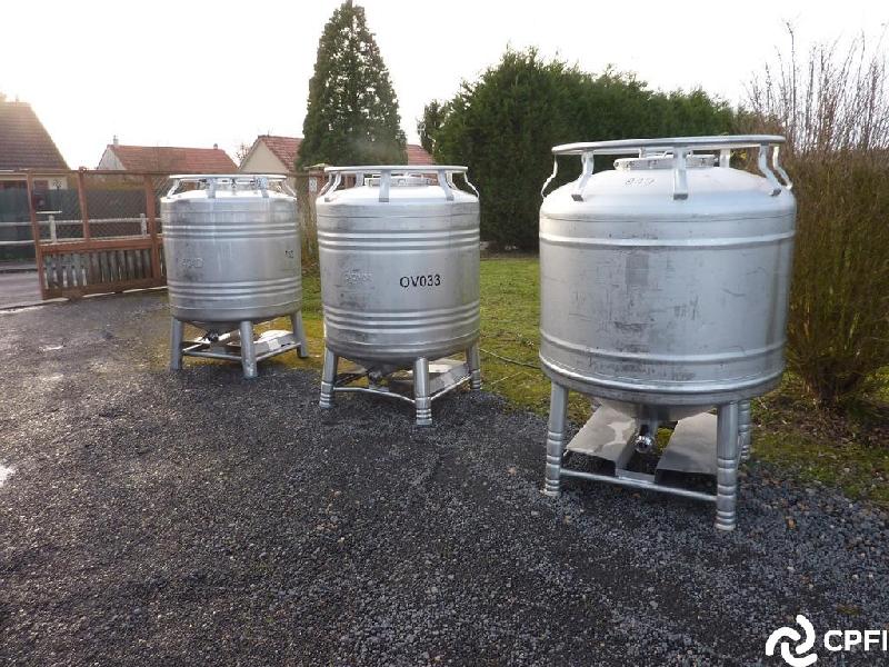 Container inox rond 1000 L - Stocklin logistique - IBC/GRV - N° article : CON008_0