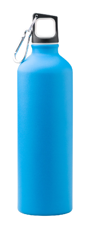 Gourde en aluminium - finition mat - contenance 750 ml - couleur bleu - avec attache mousqueton_0