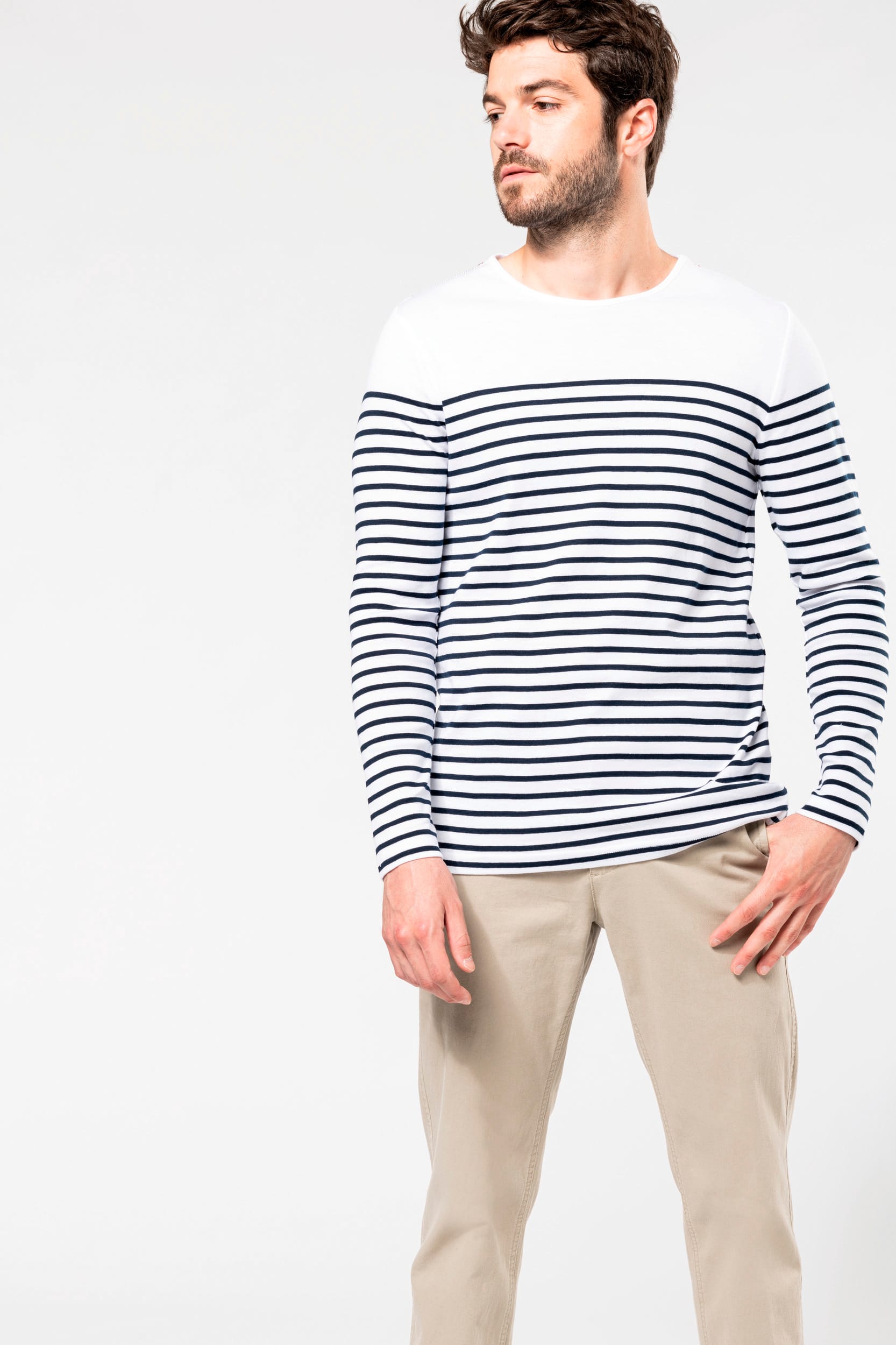 Marinière manches longues homme - Kariban - Réf: K366 - 100% coton, classique et intemporelle_0