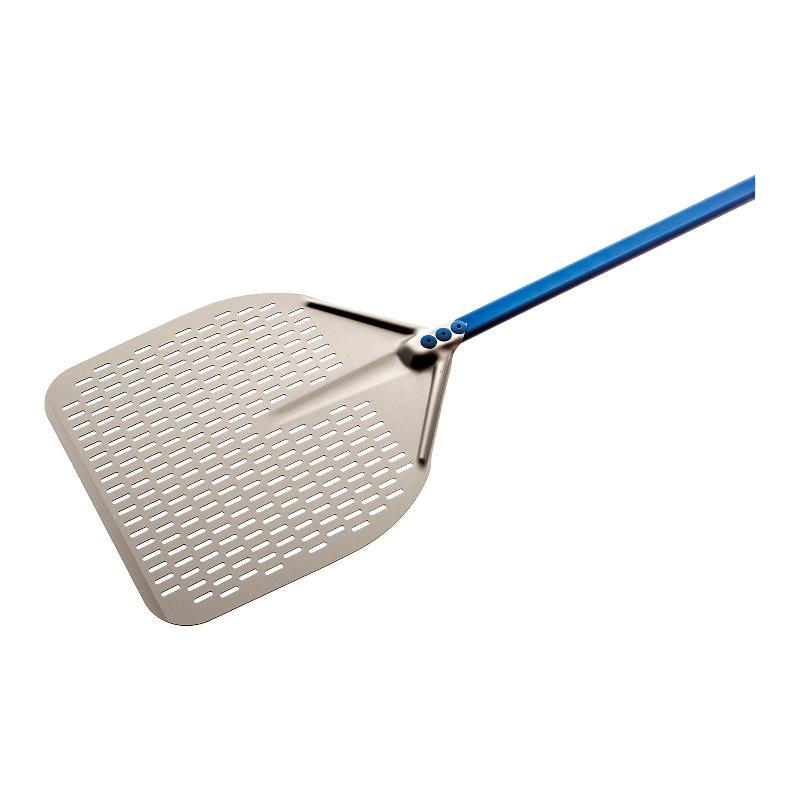 Pelle à pizza professionnelle Gi. Metal - tête perforée 45x45 cm - manche 60 cm en aluminium anodisé - 14_0004778_0