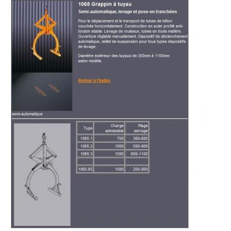 Pince grappin pour tubes bétons EICHINGER de 0.75 à 1.5 tonnes Référence   1065.1_1
