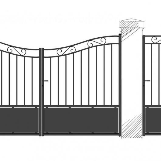 Portail - portillon incurvé bali soubassement tôle, volute haute_0