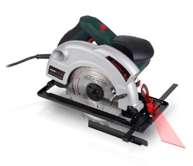 Powxq5313 - Scie circulaire VARO 1350W - Capacité de coupe 45° jusqu'à 41 mm - Laser intégré et guidage axial_0