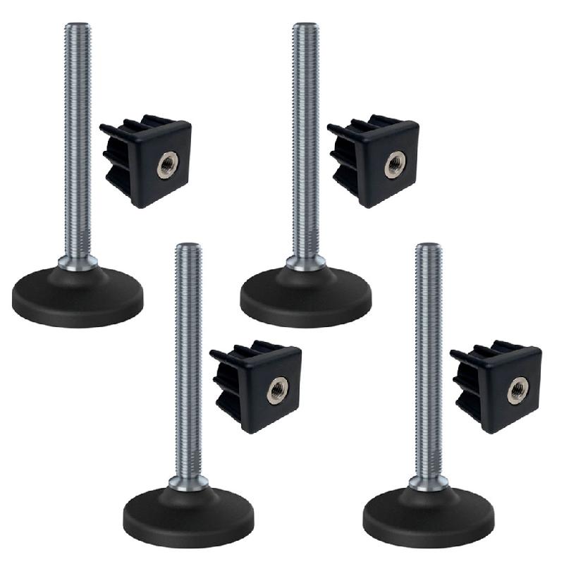 Pieds de nivellement en acier inoxydable 16x150 base en plastique + inserts 50x50x16 2.0mm - 4 pcs_0