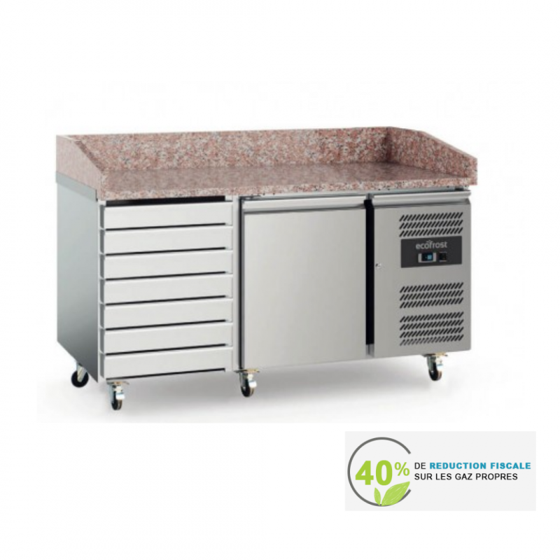 Table à pizza EcoFrost - 1 porte, 7 tiroirs - Réf 7950.5145 - 390 litres, température +2°C à +8°C_0
