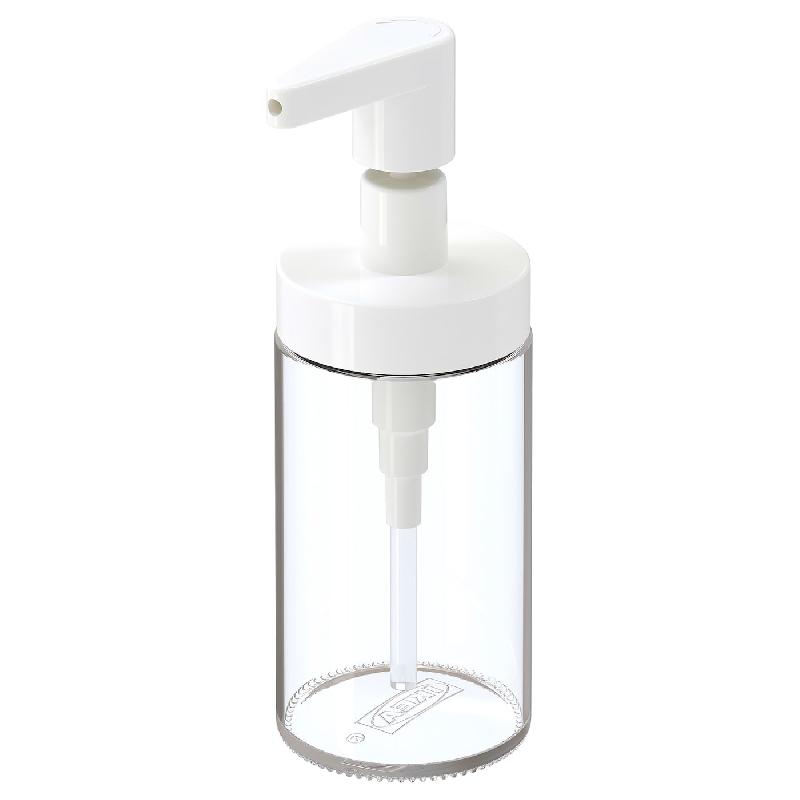Tackan - Distributeur de savon blanc avec réservoir en verre et pompe en plastique polyéthylène_0
