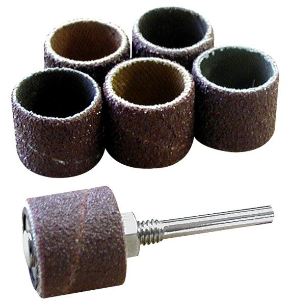 6 tambours abrasifs haute qualité Ø 15 mm avec support - Abrasifs de ponçage_0