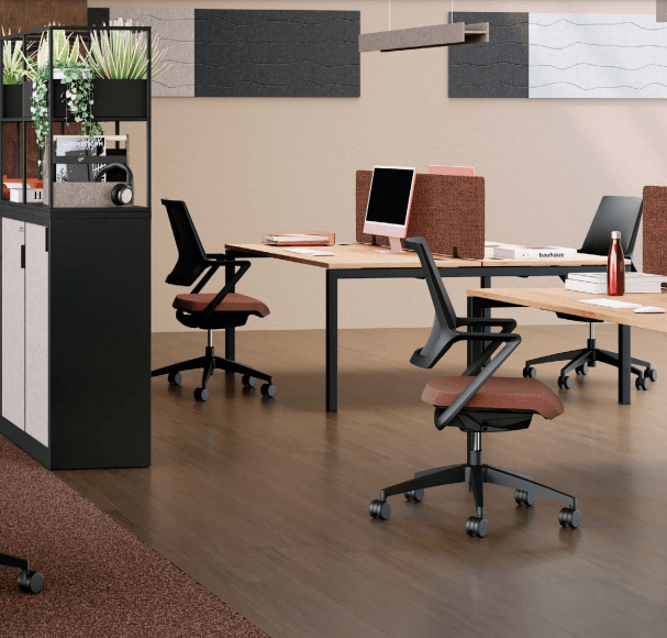 Mobilier de bureau open space esthétique et ergonomique avec pieds fixes en métal - Gamme Aska Columbia_0