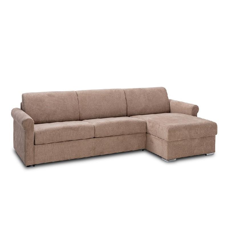 CANAPÉ D'ANGLE ROMANTICO CONVERTIBLE EXPRESS 140CM MATELAS 16CM MICROFIBRE TAUPE CLAIR_0