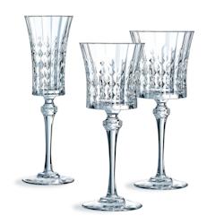 Ensemble 18 verres à pied Lady Diamond - Cristal d'Arques - transparent - 6 flûtes à Champagne, 6 verres 19cl, 6 verres 27cl_0