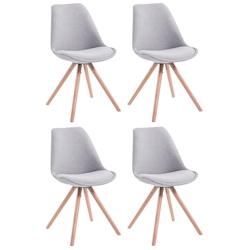 Décoshop26 - 4 chaises de salle à manger style scandinave en tissu gris clair pieds rond en bois clair CDS10349 - gris 3000475569603_0