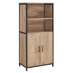 Helloshop26 - Buffet de cuisine 2 portes 60 x 35 x 125 cm structure en acier bahut haut marron 12_0004528 - 3000222537725_0