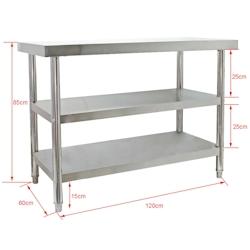 Helloshop26 - Table de travail acier affiné 120 x 60 x 85 cm 2 étagères pieds réglables en hauteur 16_0002498 - 3000052331531_0