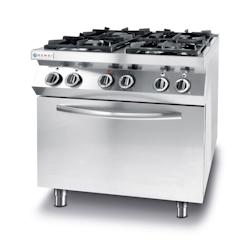 HENDI - Cuisinière à gaz avec 4 brûleurs, four électrique à convection, 19 kW, inox - Dimensions 800 x 722 x 900 mm - Réf. 225882_0