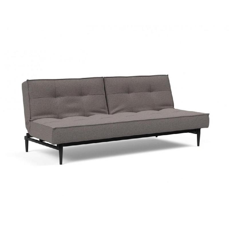 Innovation Living - Canapé Splitback Styletto convertible lit 115x210 cm - Pieds chêne noir - Tissu Mixed Dance Grey_0