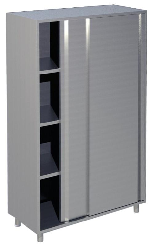 KBS Gastrotechnik KBS Armoire à vaisselle 1600x700x1800 mm avec 2 portes coulissantes et 3 étagères intermédiaires - inox 93060130_0
