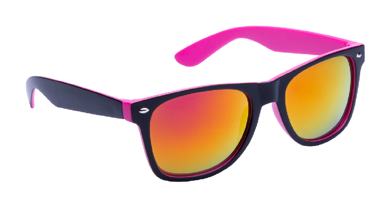 Lunettes de soleil en plastique - monture bicolore - verres métalliques - protection UV 400_0