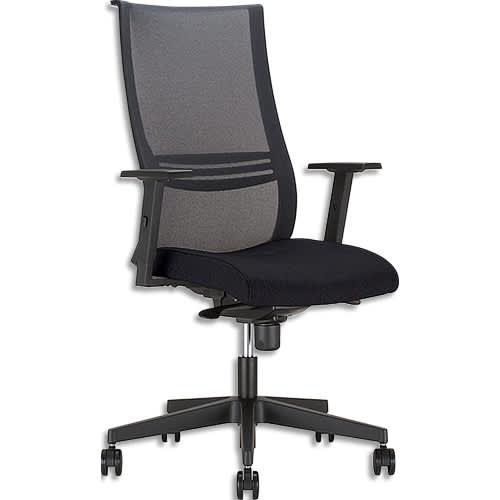 Fauteuil altum dossier résille assise tissu noir, à mécanisme synchrone, accoudoirs réglables 2d fournis_0