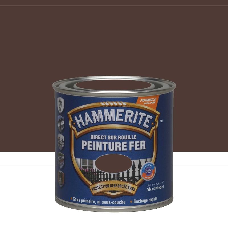 Peinture fer extérieur HAMMERITE - Direct sur rouille, châtaigne martelé - 0.25 L_0