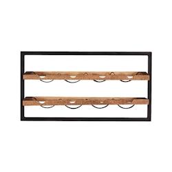 SIT Möbel Étagère murale pour 8 bouteilles | Bois de manguier naturel | Métal noir | L 65 x P 25 x H 35 cm - multicolore multi-matériau 14336-01_0
