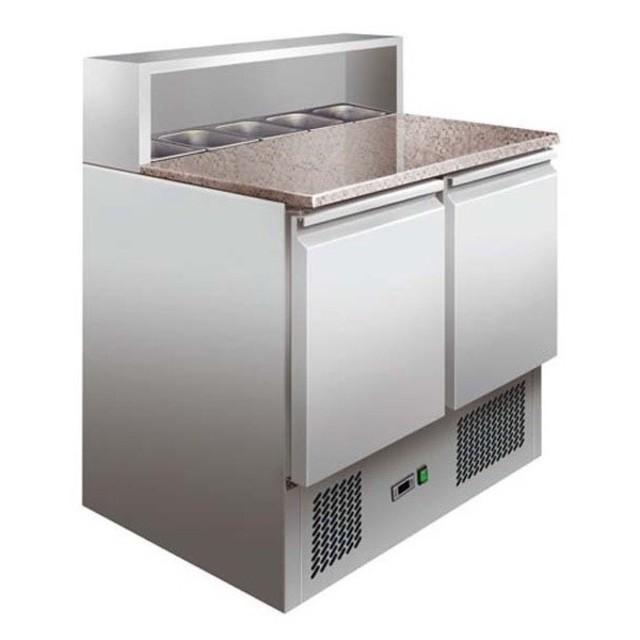 Table à pizza 2 portes - gaz écologique R600a - capacité 240L - réfrigération inox_0