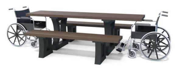 Table pique-nique et banquette Tania 180 cm en recyclé - Plastique recyclé - Version standard et PMR_0