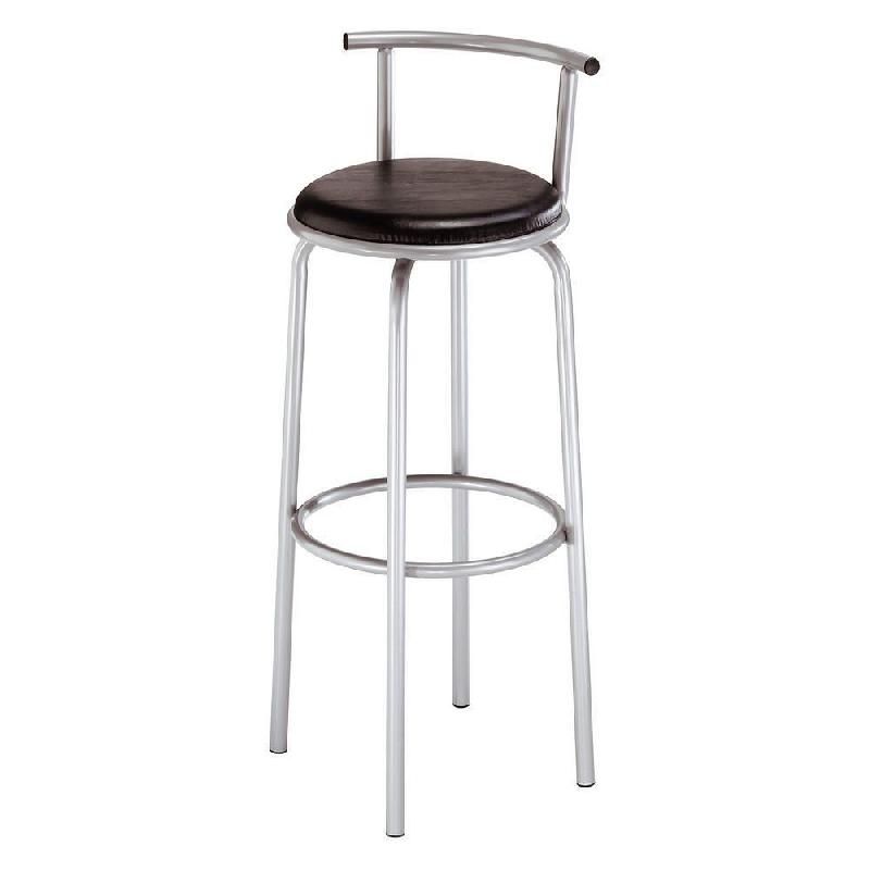 TABOURET HAUT DÉCO TOURNANT - ASSISE NOIR - PIED ALUMINIUM