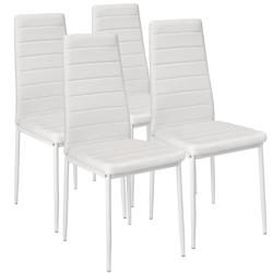 Tectake Ensemble 4 chaises de salle à manger aspect cuir ergonomique blanc - 401845 - blanc matière synthétique 401845_0