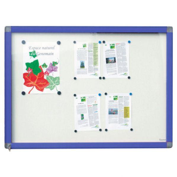 Vitrine extérieure étanche cadre bleu - vitrage plexi - format 12 x A4 - marque Rolléco_0