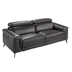 AC ANGEL CERDA Angel Cerdá Canapé relax 3 places en cuir marron chocolat 6051C 215 x 103 x 99 - noir fourrure 8435631002840_0
