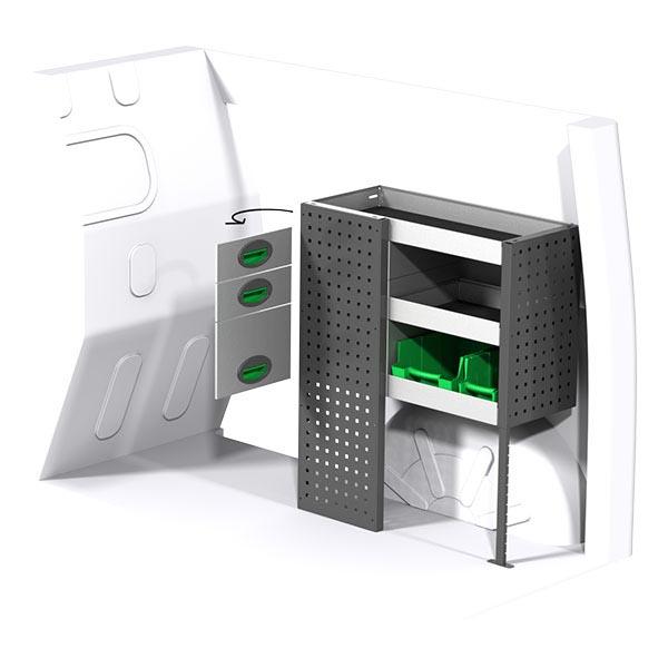 Aménagement métal côté droit - Kit NISSAN pour véhicules utilitaires - 727mm x 890mm x 300mm - 26Kg_0
