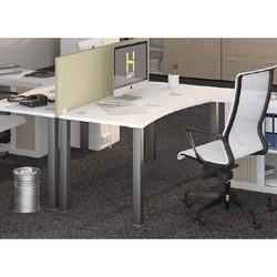 Bureau plan droit 160cm avec retour droit 80cm et voile de fond - Fabrication française - Design piètement carré avec platine chromée_0
