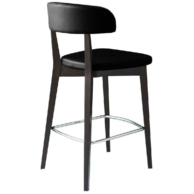 Chaise de bar HORN - Piétement hêtre laqué graphite - Assise tissu noir traité antitache et antibactérien - Fabrication italienne_0