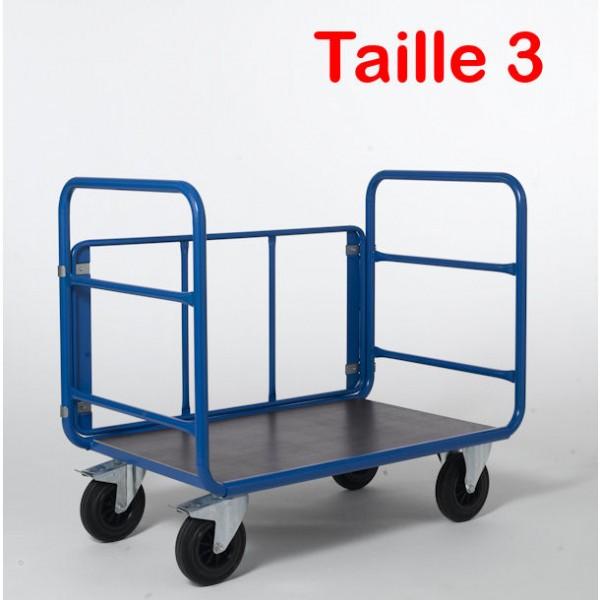 Chariot manuel 3 côtés tubulaires - longueur 1300 mm - capacité 500 kg - Rolléco_0