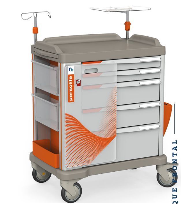 Chariot d'urgence modulaire PERSOLIFE 600 - structure robuste et légère avec tiroirs sur glissières télescopiques_0