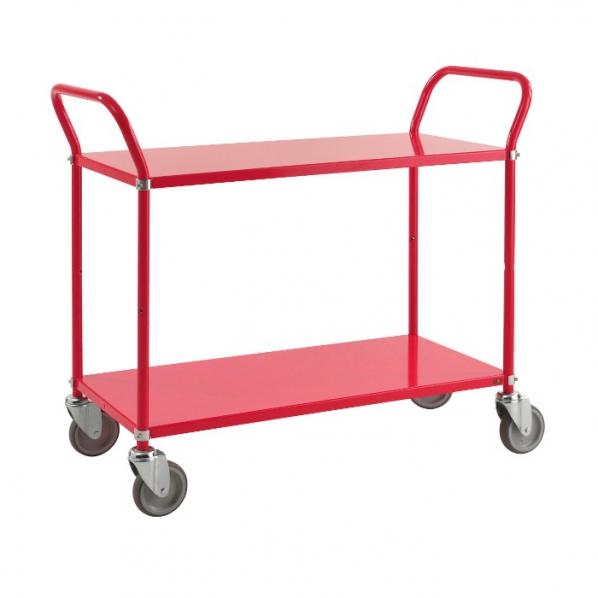 Chariot de service 2 tablettes rouge - KONGAMEK - 250 kg de charge maximale - 4 roues pivotantes_0