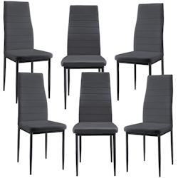 Décoshop26 - 6 x Chaises de salle à manger gris foncé avec rembourrage cuir synthétique 03_0000286 - gris 3000039799781_0