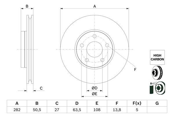 Disque de frein Bosch 0986479F81 - ventilé - boîte de 2 disques pour montage avant_0