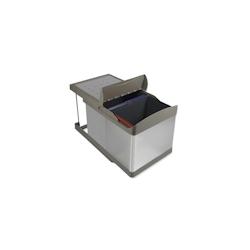Emuca 8906865 Bac De Tri Sélectif à Fixation Inférieure Et Extraction Automatique Dans Module De Cuisine 2x16litres, Plastique - gris 8432393122823_0