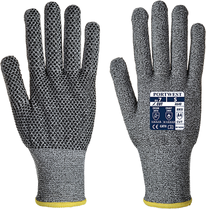 Gant gris medium A640G7RM - Résistant aux coupures niveau D avec picots PVC pour adhérence_0