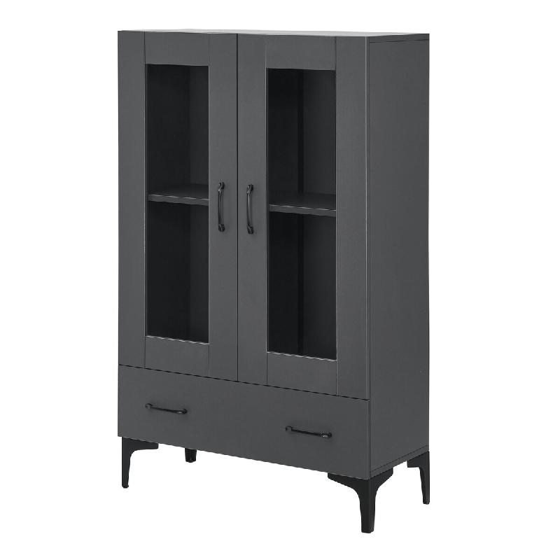 Helloshop26 - Armoire étagère meuble de rangement vitrée 115 x 70 x 31 cm gris foncé 03_0008941 - gris verre 3000224429431_0